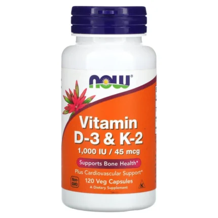 Vitamina D3 1.000 Ui + K2 45mcg - 120 Cápsulas Veganas - Now Foods