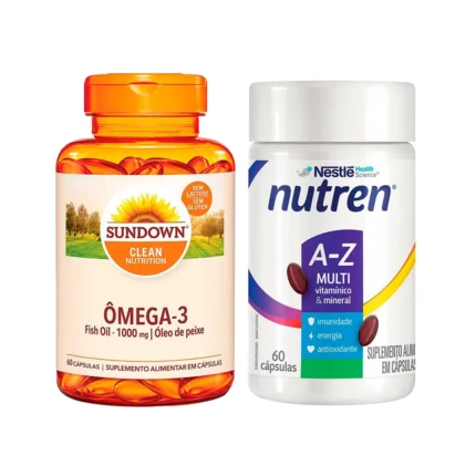 Kit Ômega 3 Fish Oil 1000mg Sundown 60 cápsulas + Polivitamínico Nutren A-Z Multi 60 cápsulas