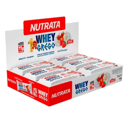 Whey Grego Bar Barrinha Morango com Chantilly Display C/ 12