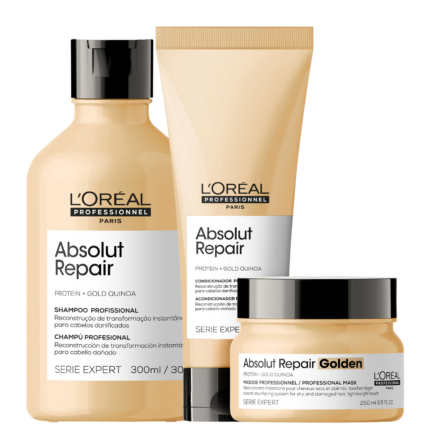 Kit L'Oréal Professionnel Serie Expert Absolut Repair Gold Quinoa + Protein Golden Trio (3 Produtos)