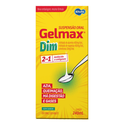 Gelmax 240ml Hortelã - Antiácido e Digestivo